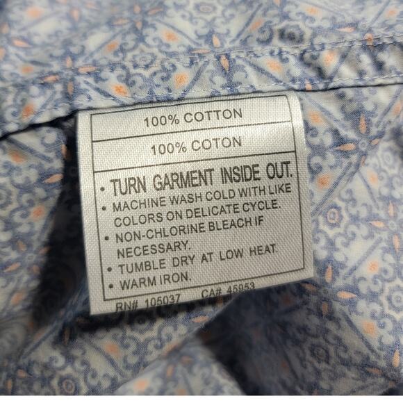 Ariat Mens Button Down Shirt Orange Blue White XXL - Picture 8 of 8